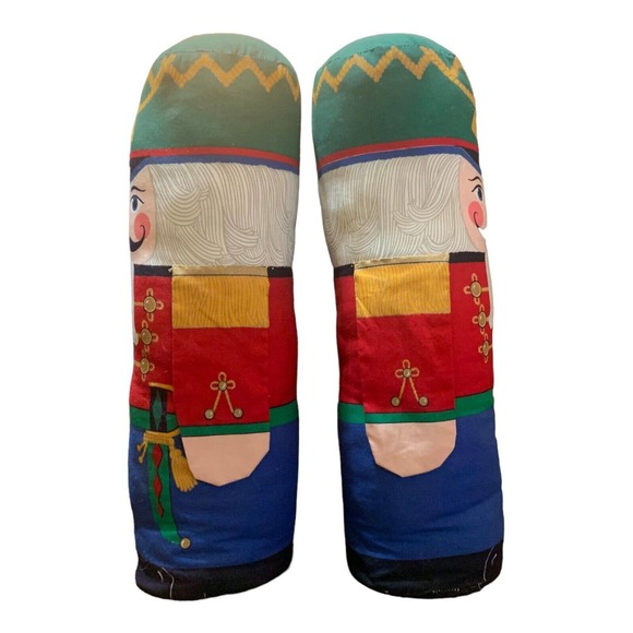 Pair of 2 Vintage Nutcracker Soldier Bean Plush Figure Doorstop Pillows 17" - Picture 3 of 6